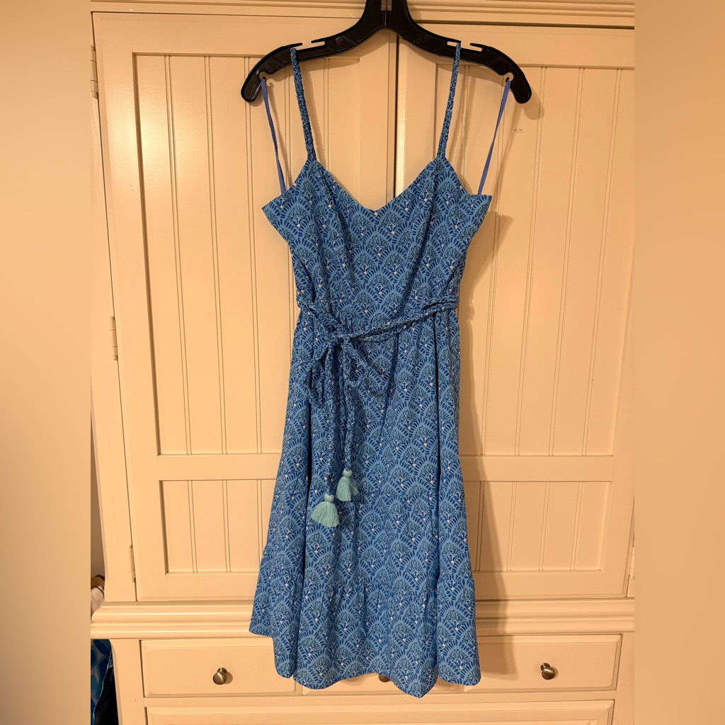 Vineyard Vines Tile Printed Tiered Dress In Ocean Breeze Size 6